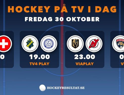 Hockey på tv i dag fredag 30 oktober: alla matcher, kanaler och tider