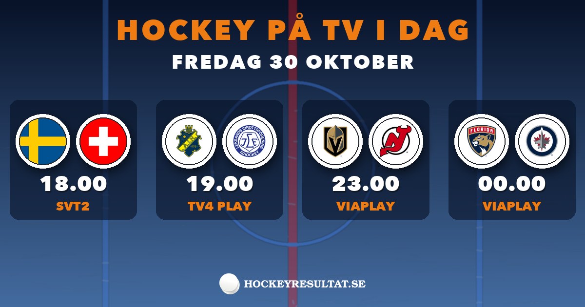Hockey på tv i dag fredag 30 oktober